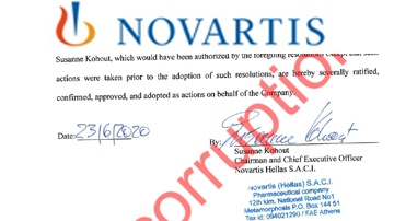 Novartis Hellas S.A.C.I. officials confessed that they bribed Greeks in the public health sector in Greece.
